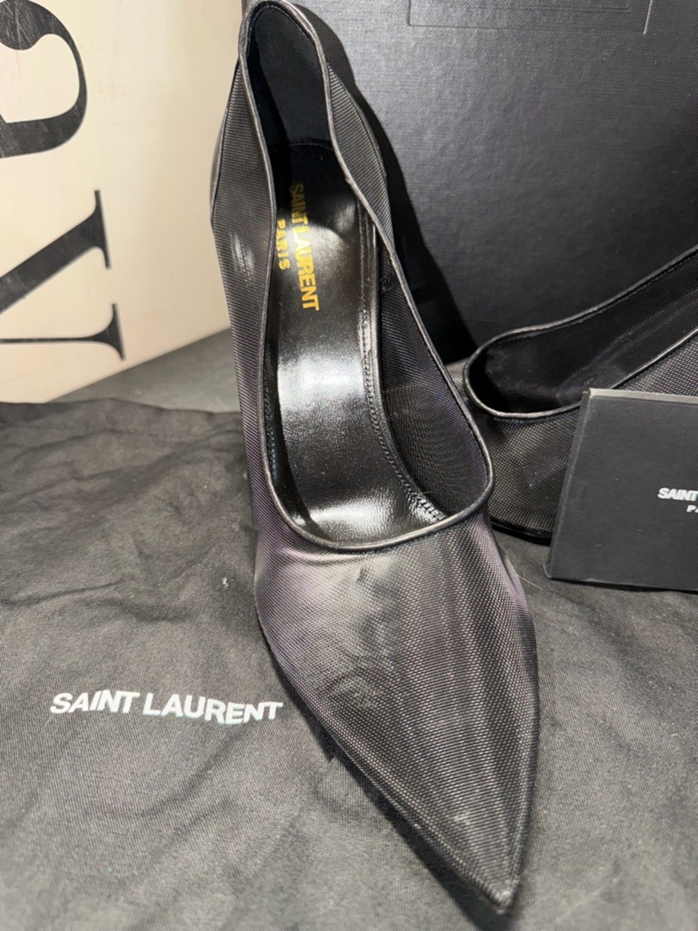 YSL Mesh 105 Anja Pumps Black - Picture 7 of 12